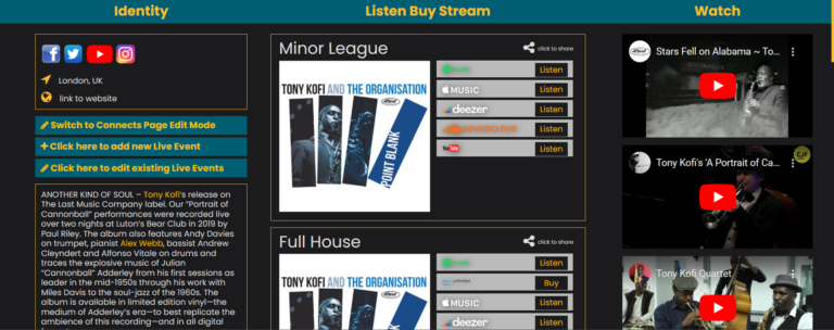 CONNECTSMUSIC ARTISTS PAGES