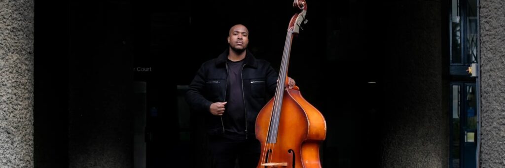 one person with dominant black tones